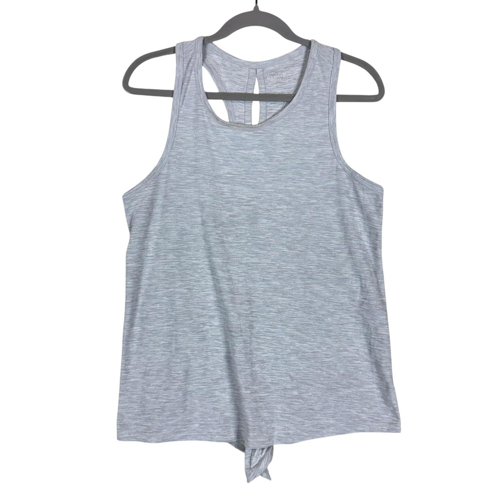 Old Navy Active Tank Top Womens Medium Gray Breathe ON Split Back Tie Hem